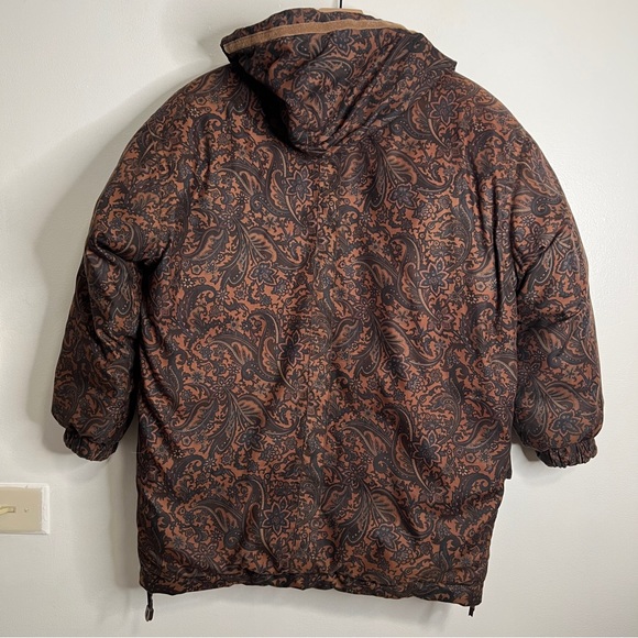 London Fog Down Parka Puffer Paisley Long Sleeve Zip Up Winter Jacket Size Small - Picture 9 of 12